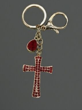 Rhinestone Cross Bag Charm Keychain